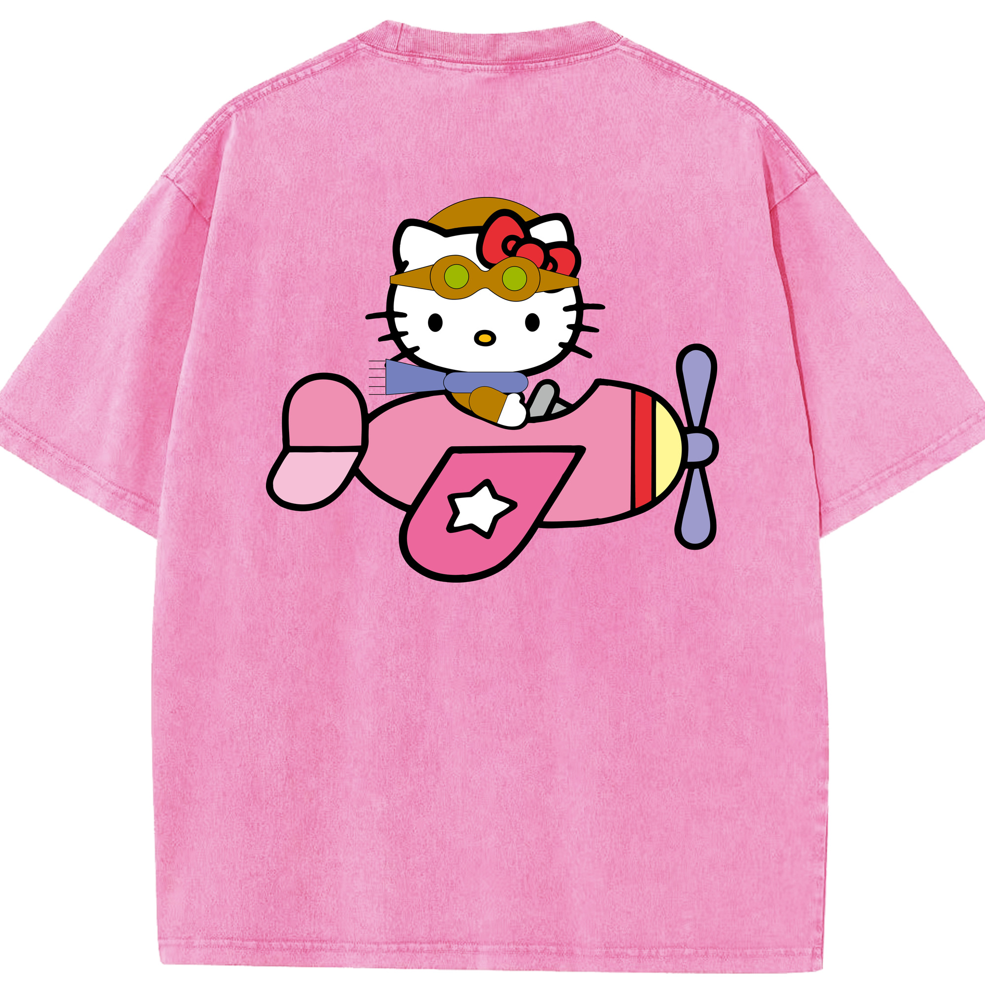 （画像用） Hello Kitty ハローキティ 綿100% ヴィンテージ風 半袖Tシャツ（背面プリント）